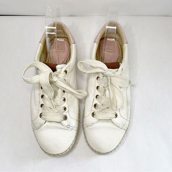 Coach Shoes - Coach Sneakers Low Top C101 Espadrille White & Pink G3567 7.5